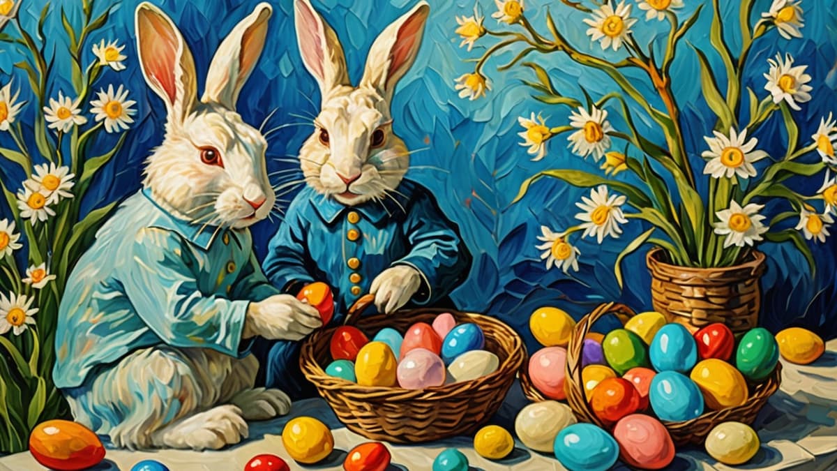 Kunstvolles Frohe Ostern-Bild